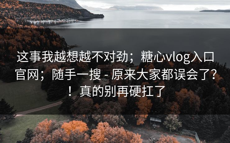 这事我越想越不对劲；糖心vlog入口官网；随手一搜 - 原来大家都误会了？！真的别再硬扛了
